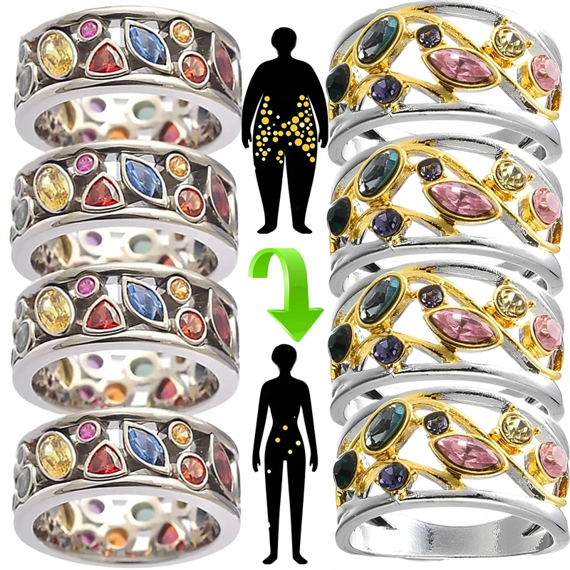 Colorful Magnetic Therapy Ring Torina Crystal Quartz Ionix Ring Ionix Therapy Quartz Crystal Ring for Weight Loss Lymph Drainage