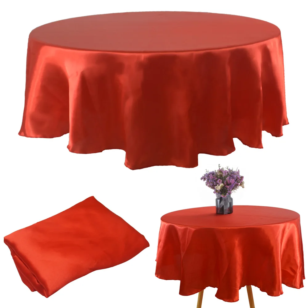 

Round Satin Tablecloth Luxury Wedding Decor Christmas Birthday Baby Shower Home Party Tablecloth Overlays Coffee Table Cover