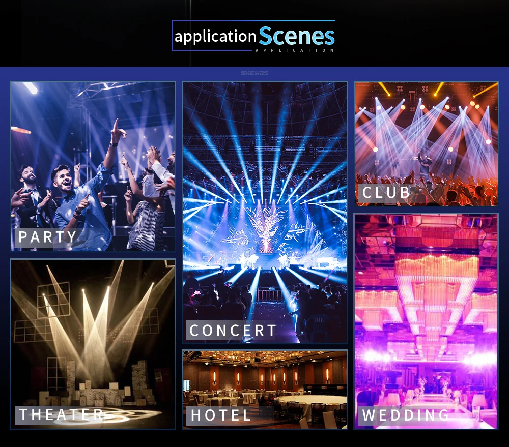 SHEHDS 230W 7R Super Beam Moving Head Blub DMX 512 Bühnenlichteffekt Professionell für Hochzeit DJ Disco Party 16/20CH 1,2 Grad – Detail 2