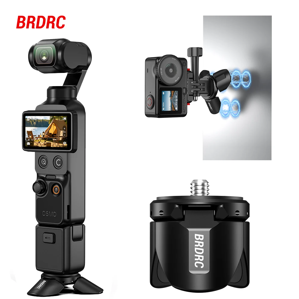 BRDRC Stativ für DJI OSMO Pocket 4 Pocket 3 Action 6 Zubehör Mini Metall-Stativ Desktop-Fotografie-Ständer Magnetische Halterung
