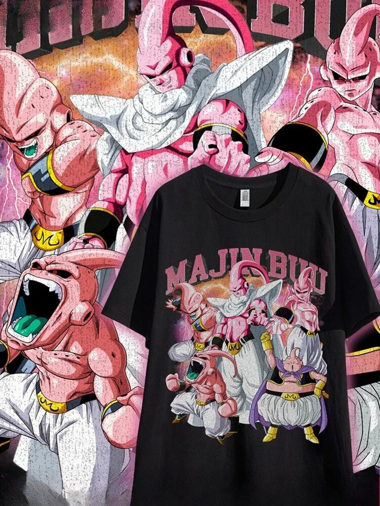 Camiseta de manga corta de Dragon Ball conjunta para hombre Demon Buo Frisa Ins Tide marca Anime media manga suelta estudiante de verano