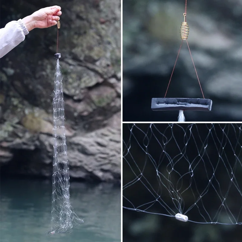 11 Size Fishing Net Trap Mesh Luminous Bead Netting Sea Fish Net Tackle Design Copper Shoal Cast Gill Feeder Fishing Trap