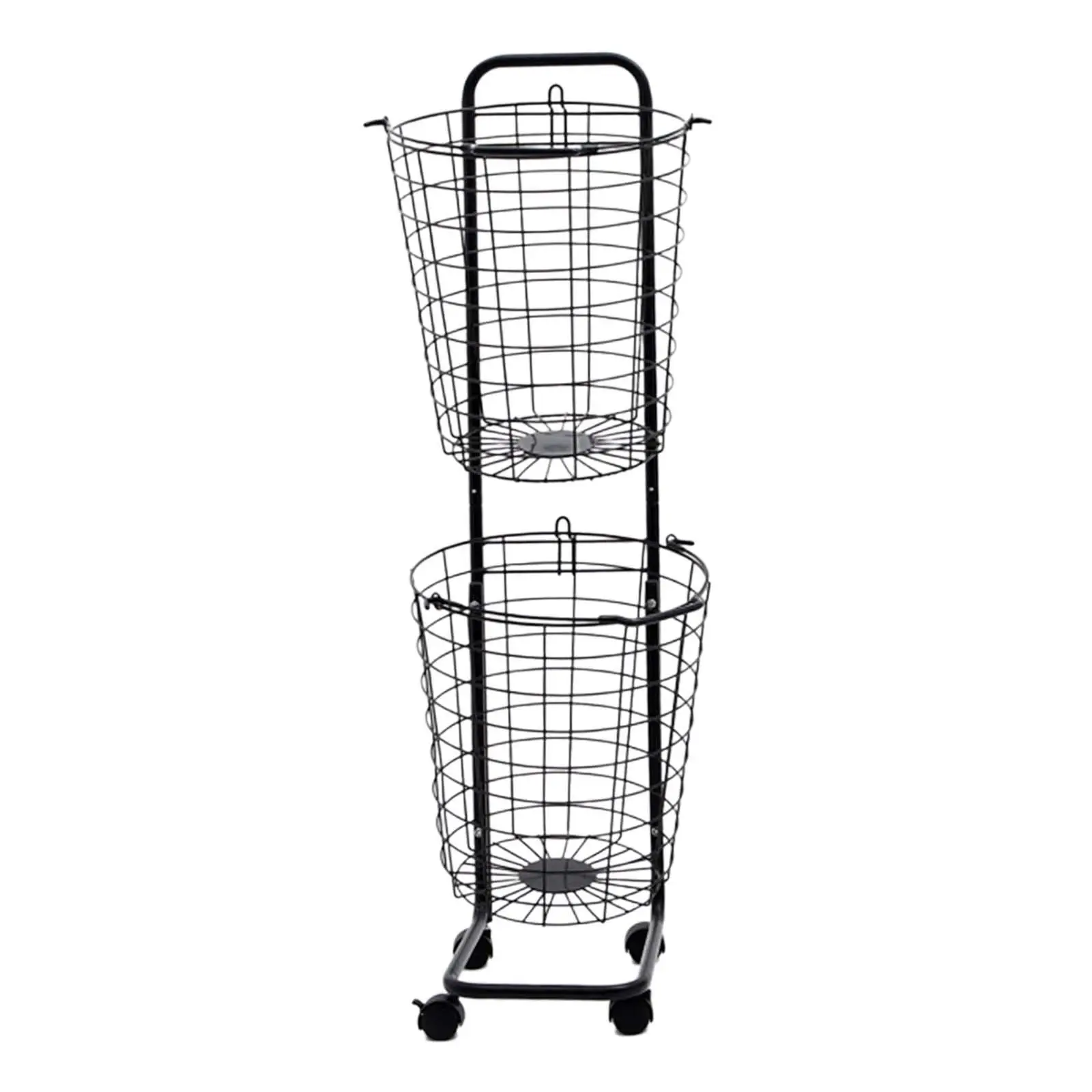 

2 Tier Laundry Basket Mobile Shelving Unit for Household Pantry Farmhouse