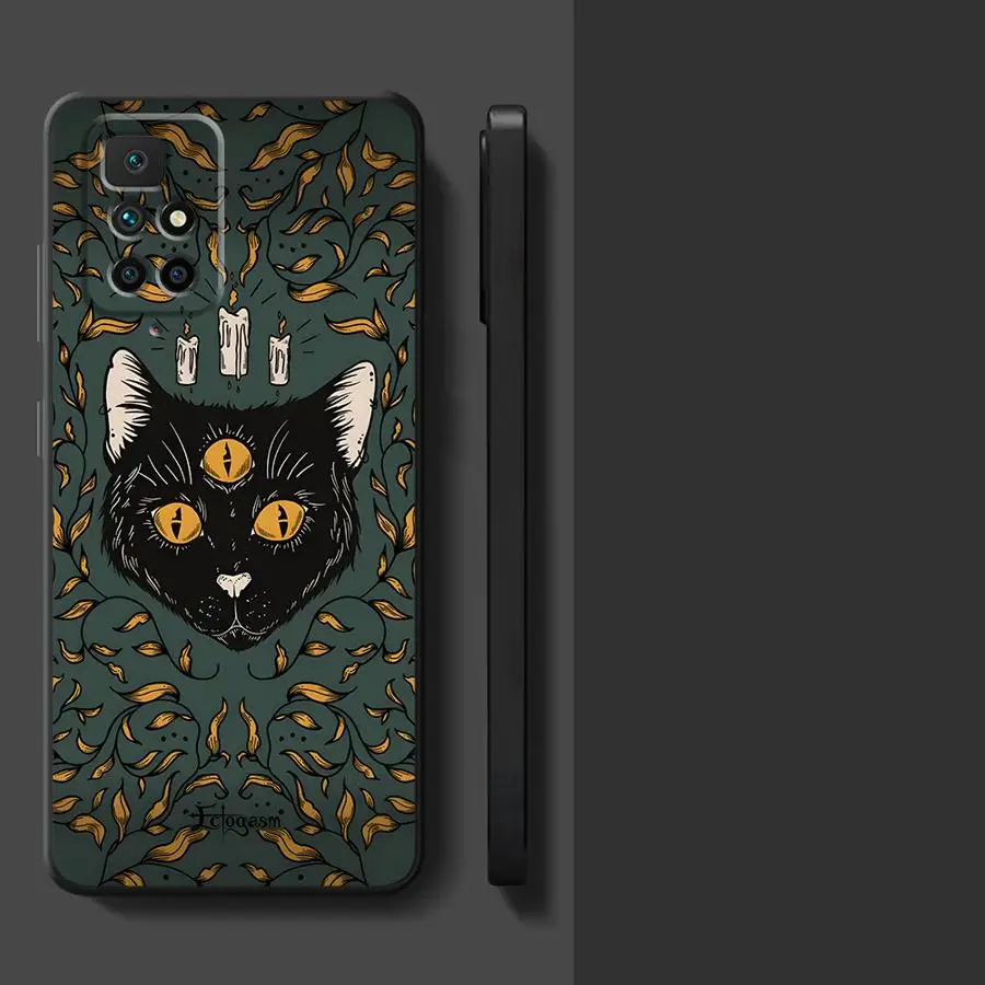 حافظة لهاتف شاومي ريدمي 12C 9 K40 K80 Pro A3 A5 14C A4 13C 10 A1 A2 Plus كارتونية ثلاثية العيون قطة