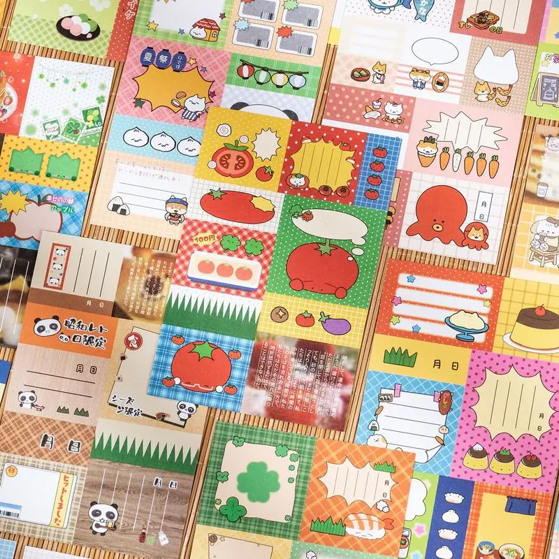 30 Sheets Cute Pet Writable Sticker Book, Vintage Japanese Snack Paper Stickers for Scrapbook Journal DIY Memo Supplies