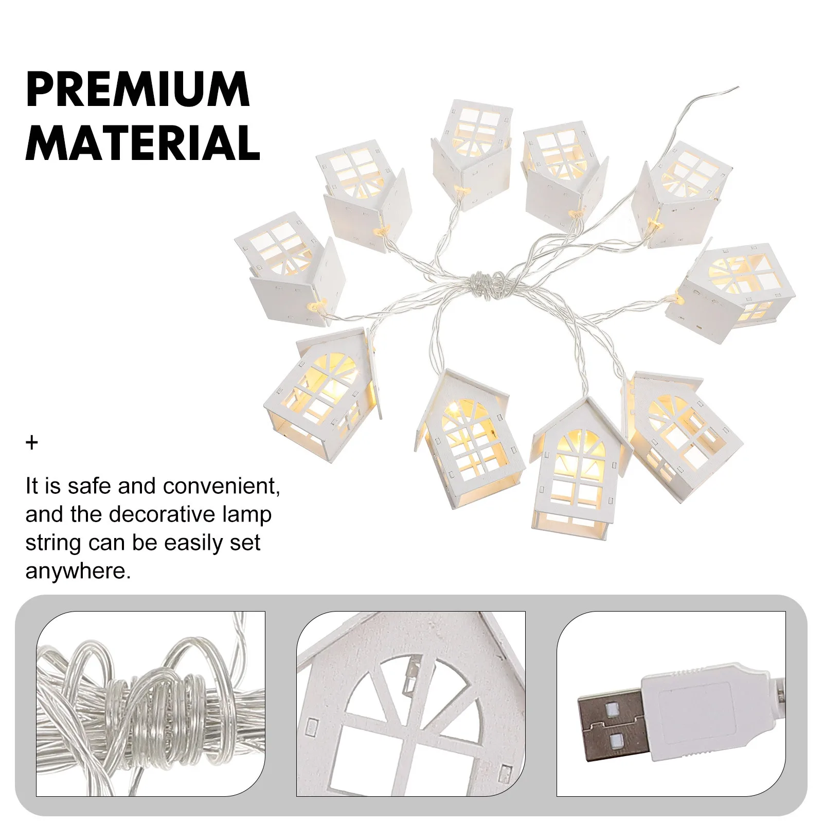 1 قطعة سلسلة مصابيح منزلية خشبية مصباح ليد للأطفال في الأماكن المغلقة غرفة نوم في الهواء الطلق حديقة أجواء أضواء الزخرفية سلسلة مصابيح منزل خشبي