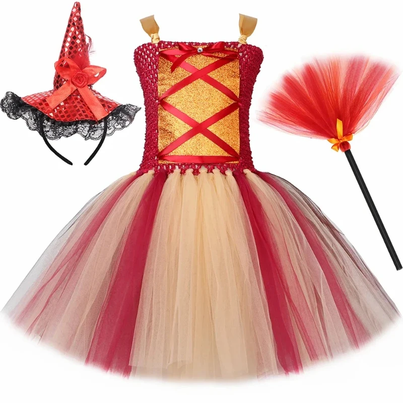 Sanderson Sisters Witch Tutu Dress for Girls Carnival Party Dresses Outfit Hocus Pocus Halloween Costume for Kids Fancy Clothes view 2