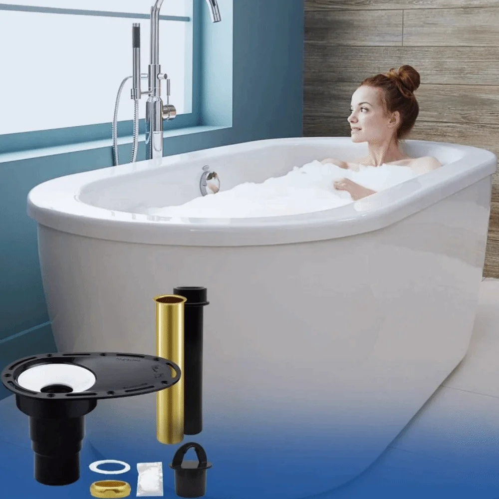 

Stainless Steel Freestanding Tub Drain Kit Dual Size Compatibility Resistant Freestanding Bathtub Drain Brass Stand-alone