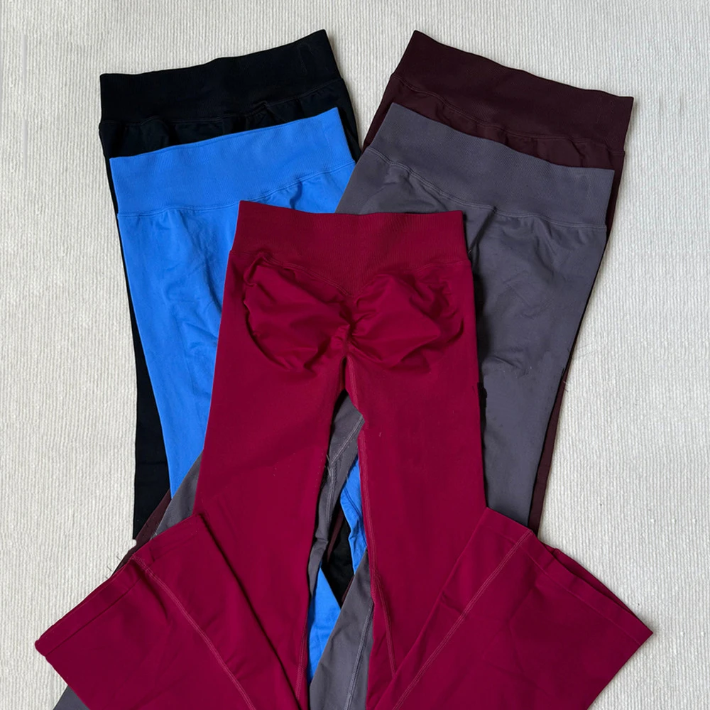 2PCS Gym Women Suit Dfmpact Halter Seamless Yoga Set Top Flare Wide Pant Workout Clothes Outfit Fitness Legging Sportswear XP389