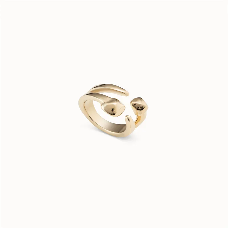 European and American punk unique gold double-layer nail opening ring for women's jewelry