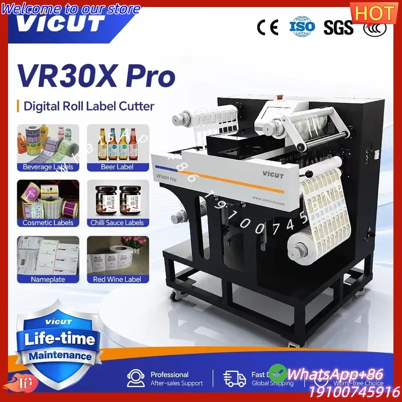 2026Hot VR30X Pro Roll to Roll Digital Label Die Cutting Machine Upgraded Model Roll Label Finisher with Cold Laminate and