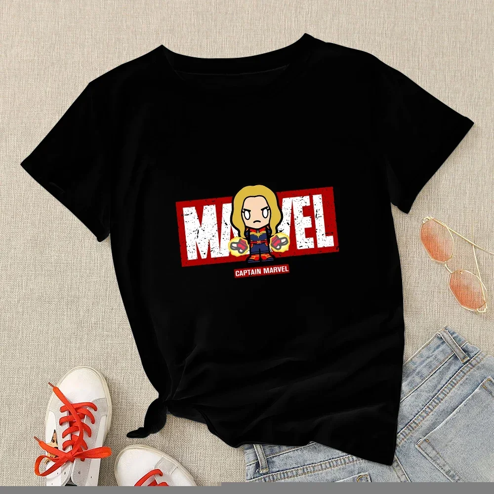 Moda Cartoon T-shirt nera Donna Streetwear Estate Harajuku T-shirt manica corta Top Girocollo Tee Unisex Y2k Abbigliamento Top