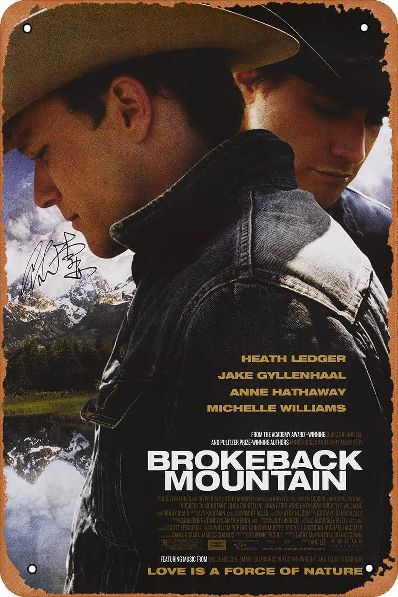 Brokeback Mountain Movie Metal Poster Vintage Tin Sign Retro Art Wall Decoration for Home Club Store Bar Cafe 8X12INCH sign