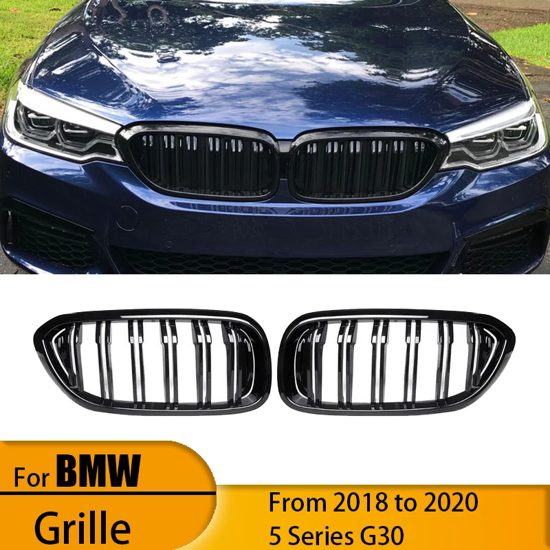 

Suitable for 18-20 BMW 5 Series G30 Double line glossy black model center grille BMW modified air intake grille