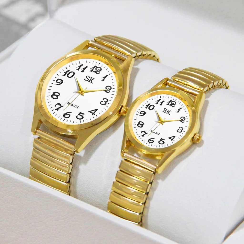 Men's Women's Bussiness Watch Couple Watch Set Romantic Bohemian Style Elastic Strap Quartz Watch Set (Box Not Included)