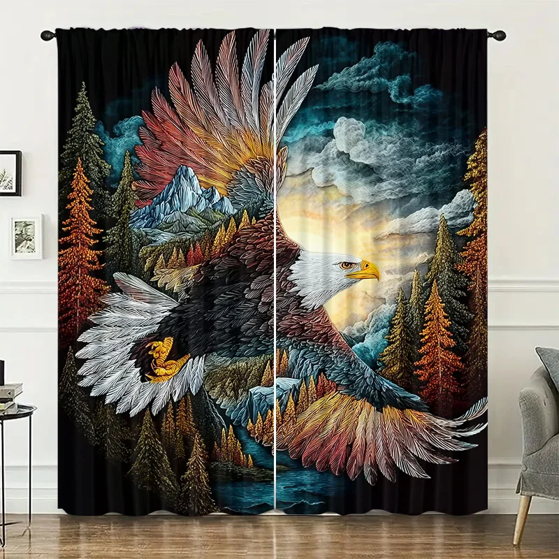 Forest Mountain River curtains are installed using pocket rod method. They are suitable living rooms, balconies and can be used