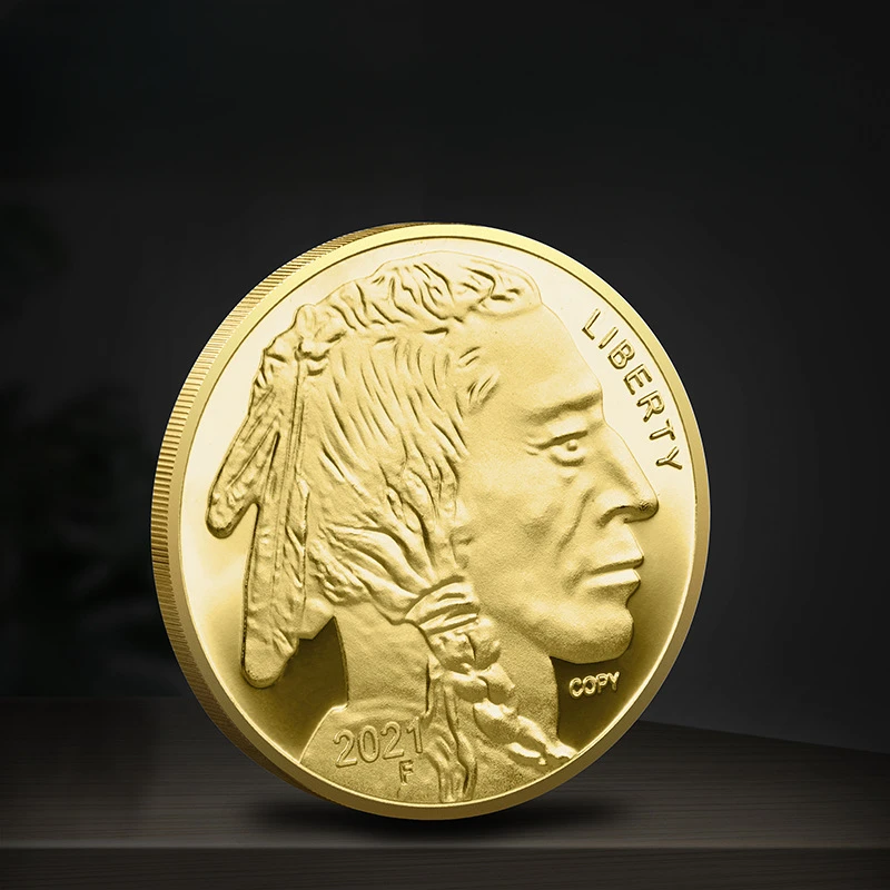 Buffalo gold and silver coins set commemorative medallion as Buffalo old man head commemorative coins will be sold as gifts