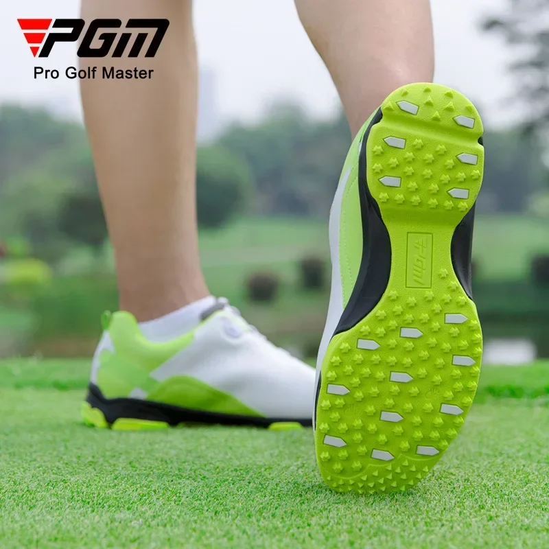 Pgm sepatu Golf pria, sneaker tahan air bernafas, latihan Fitness Golf anti selip gesper berputar