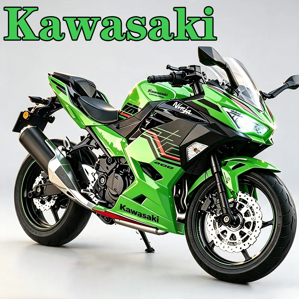 1:9 Kawasaki 400 H2R Miniature Motorcycle Diecast Alloy Toys Car Model Rubber Tire Rear Wheel Shock Absorption Vehice Decoration
