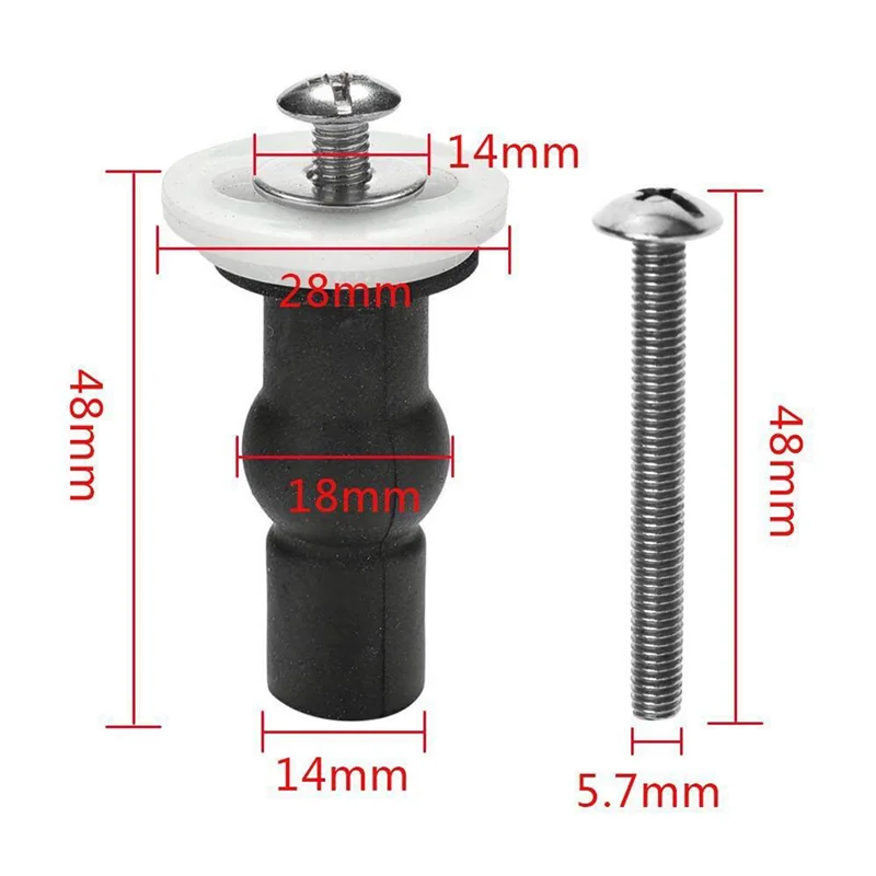 Promotion! Toilet Seat Top Fix Screws Fixings 6 Pairs Universal Expanding Rubber Screw Top Nuts Blind Hole Hinges Fittings 12Pcs