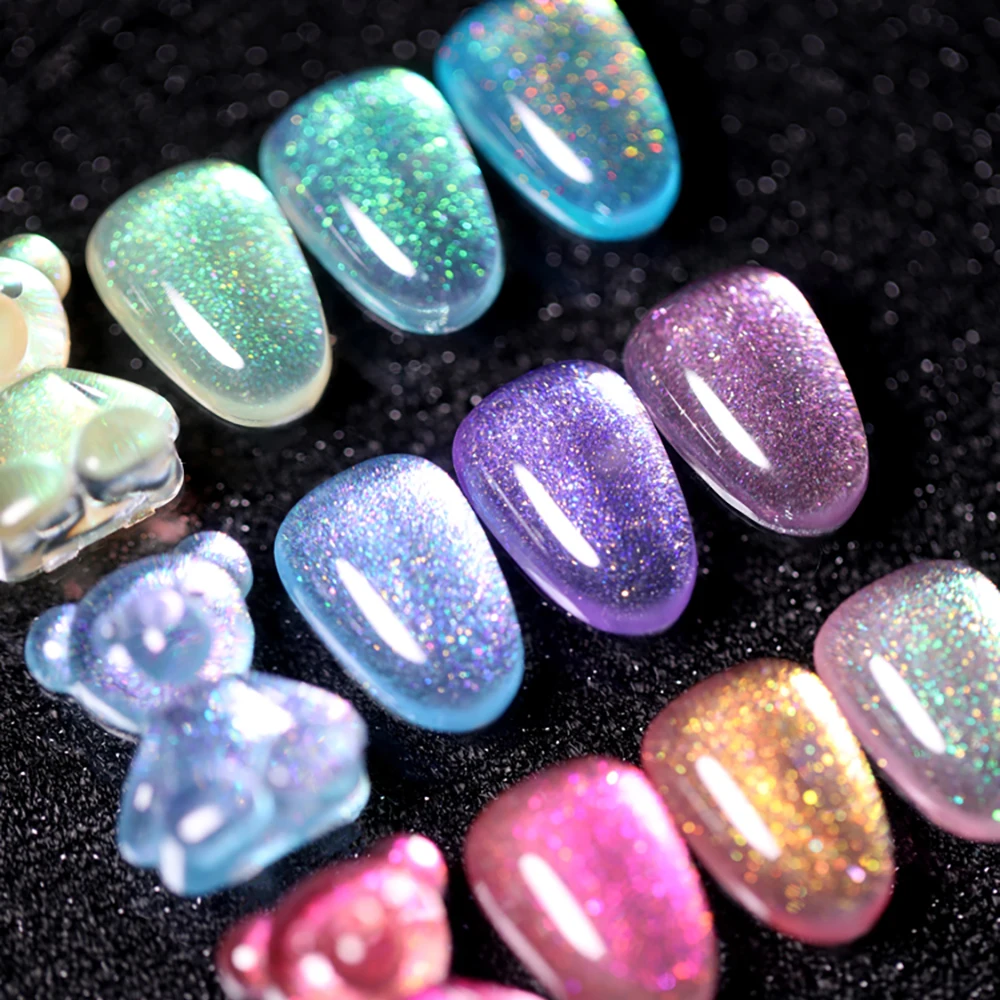 Vendeeni 9 cores glitter diamante quebrado gel esmalte esmalte embeber reflexivo aurora pérola cristal decoração de unhas verniz