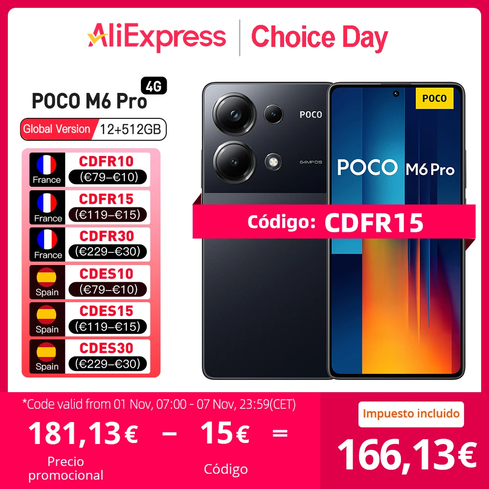 POCO M6 Pro, Global Version, Smartphone, NFC, 256 GB/512 GB, Helio G99 Octa Core, 6.67-inch AMOLED FHD+ Flow Display, 120 Hz Refresh Rate, 64 MP Camera, 67 W Turbo Charge, 5000 mAh