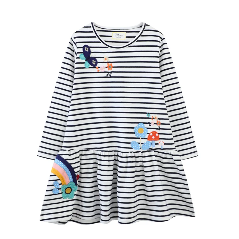 

2025Spring and Autumn New Long Sleeve Girls' Dress Home Pure Cotton Children's Dress Princess Dress