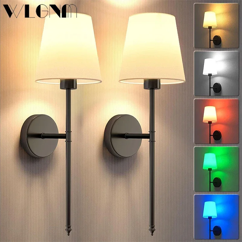 Modern LED Wall Sconce Luxury Wireless Black Gold Wall Lamp For Charging RGB Bulb Bedroom Living Room Study Decoration Fixtures