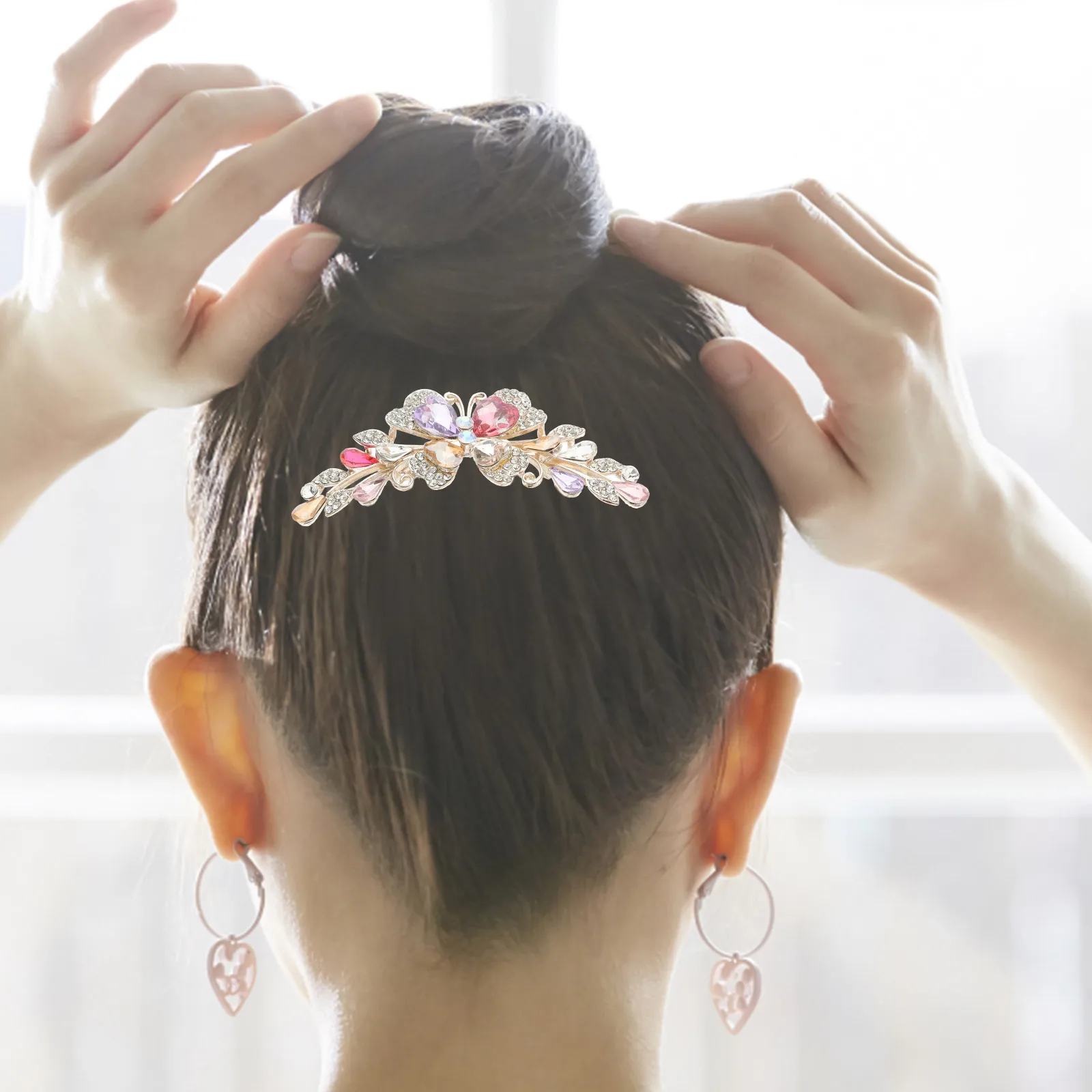 

Updos Wedding Hair Comb Jewelry for Women Accessories Bridesmaid Clip Bridal Pins Metal Rhinestone Side