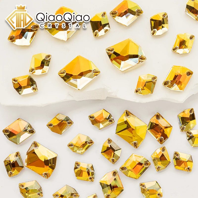 QIAO Metal Sunlight Cosmic Flat Back Glass Beads Sewing Strass Rhinestone Sew On Stones And Crystals For Crafts