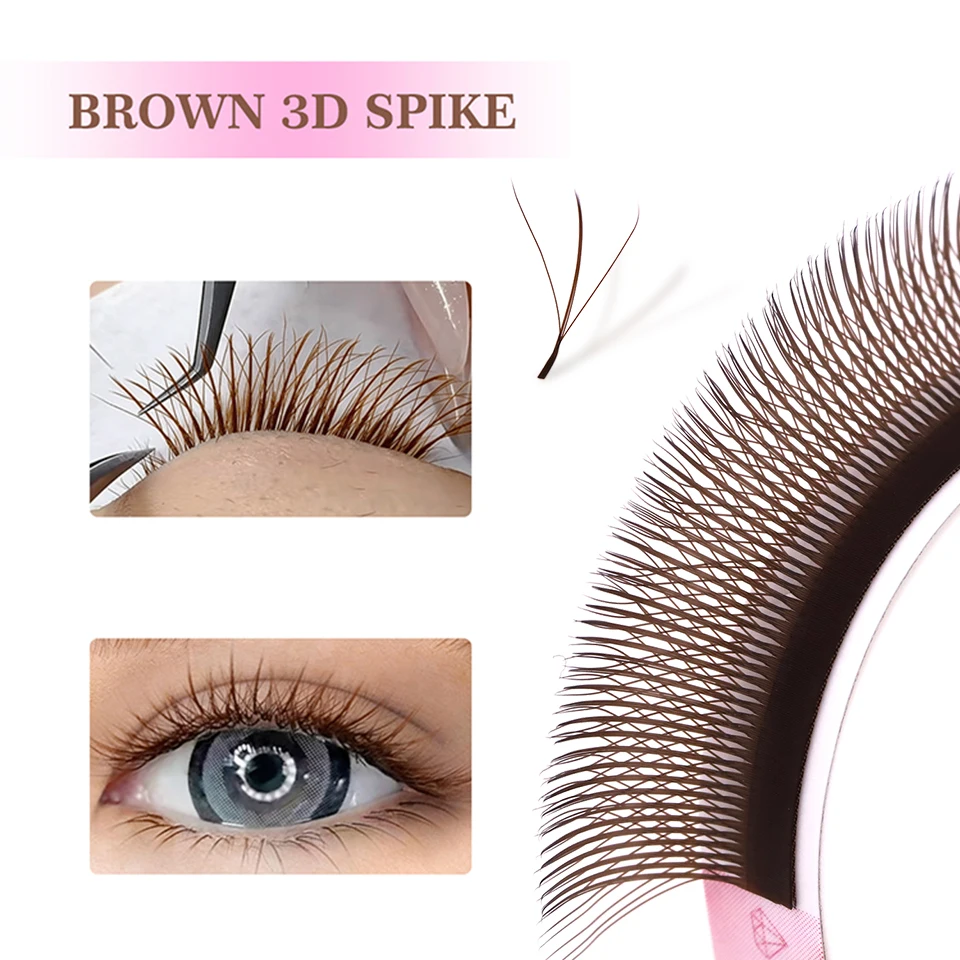 

Rujade Brown 3D W Clover Lash Extensions 4D 5D Premade Volume Fans Soft Blooming Automatic 3D Fairy Spike Hand Woven Y W Lashes