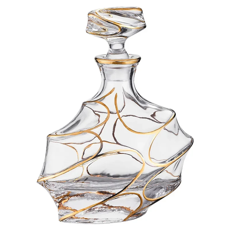 

High-end luxury crystal glass gold-painted whiskey cup foreign wine set brandy spirit cup