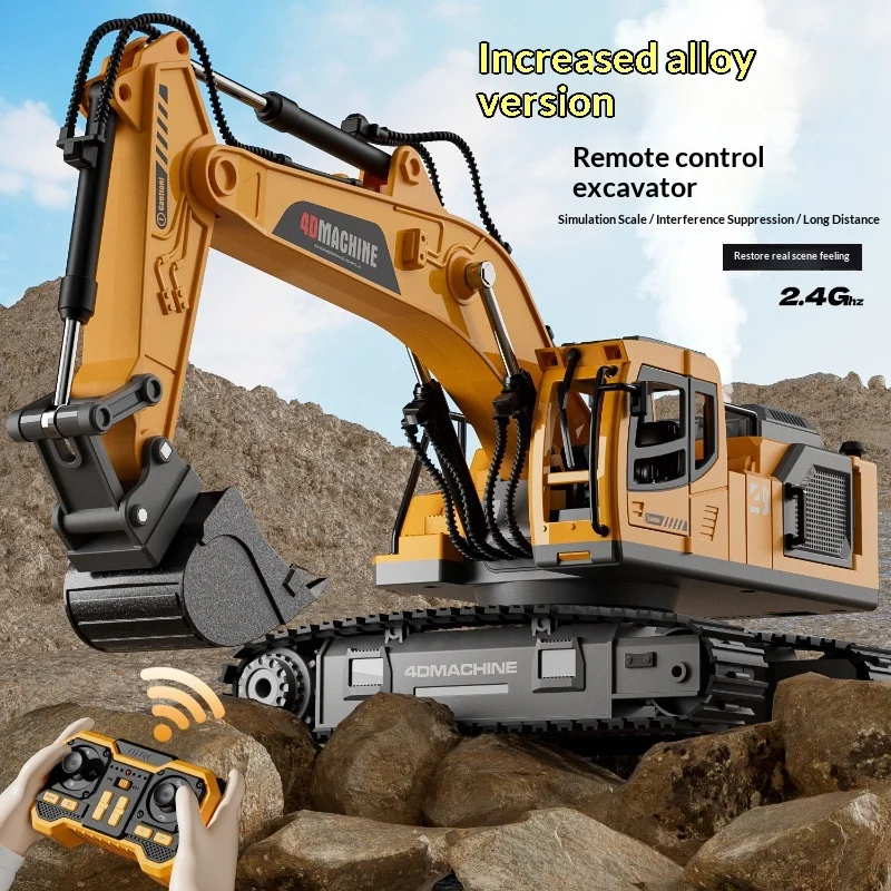Nowy zdalnie sterowany koparka E1, metalowa koparka trzy w jednym, koparka dla dzieci, samochód, pojazd inżynieryjny 2.4G, zabawka.