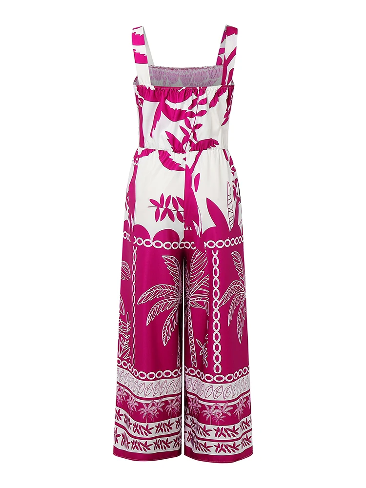 VONDA Bohemian Long Jumpsuits Women Summer Straps Floral Print Rompers 2025 Sleeveless Pockets Beach Overalls Loose Playsuits