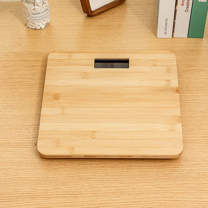 Wood Bathroom Scale Smart Body Fat Scale with 60 Inch Soft Measuring Tape LED Digital Weight Scale USB Charging Household Scale