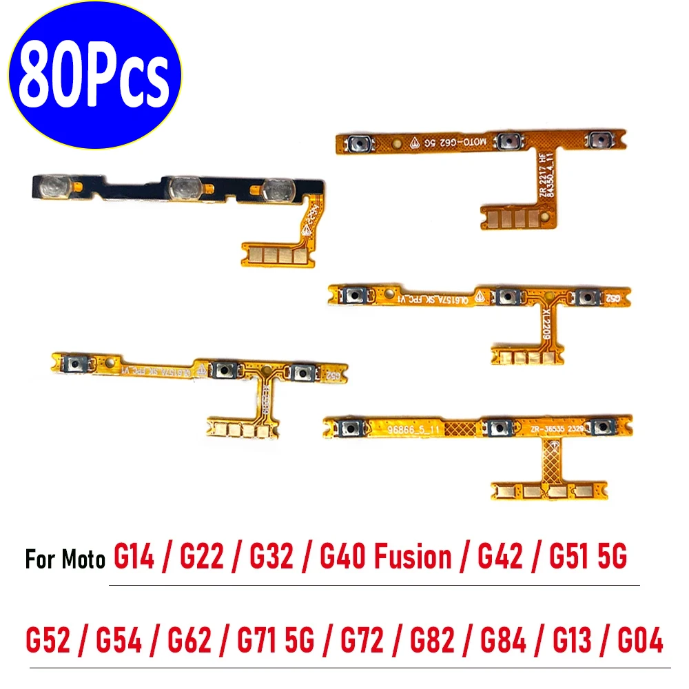 

80 шт., новый гибкий кабель кнопки включения/выключения громкости для Moto G04 G13 G14 G22 G32 G40 Fusion G42 G51 G71 5G G52 G54 G62 G82 G84