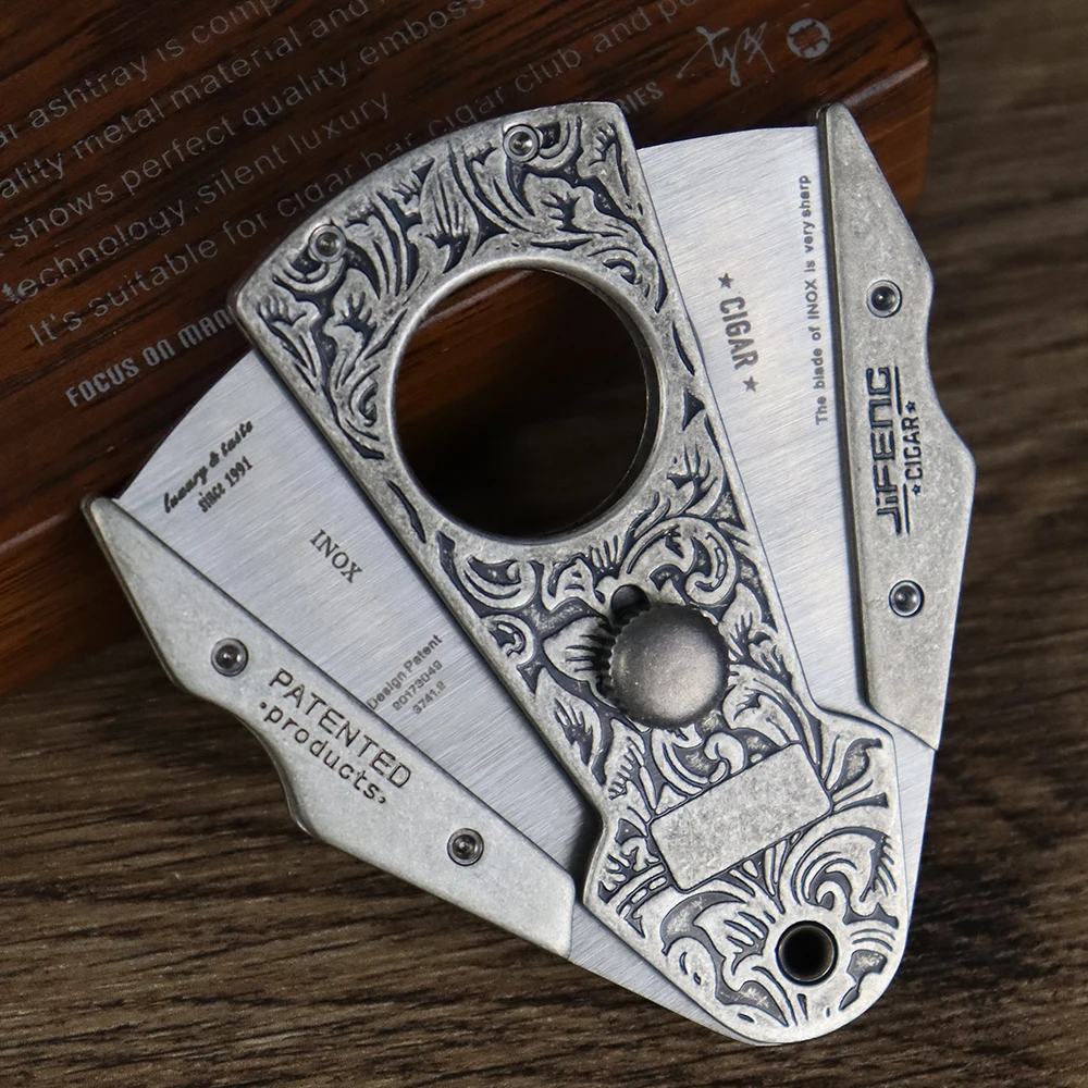 JIFENG Hot Sale Cigar Cutter Sharp Blade Luxury Gadgets Portable Stainless Steel Cutter with Gift Box Travel Cigar Cutter CT-032