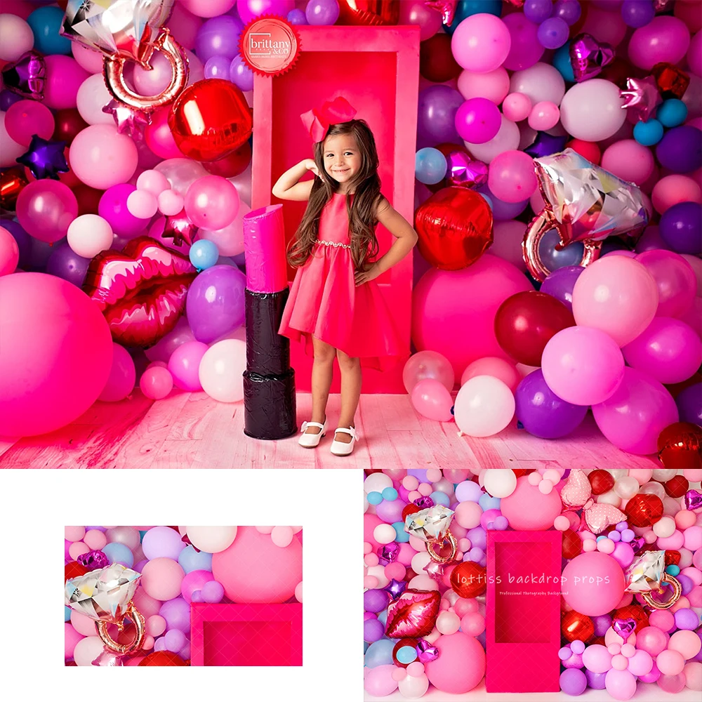 

Pretty Pink Balloons Photography Props Girl Kids Photography Birthday Cake Smash Baby Child Photocall Decors Backgrounds