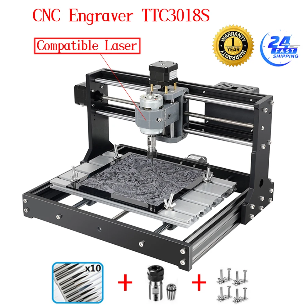 Twotrees 3018 PRO CNC TTC3018S Laser Engraver Multi-function Router Machine GRBL DIY  For Plastic Acrylic Wood PCB Engraver