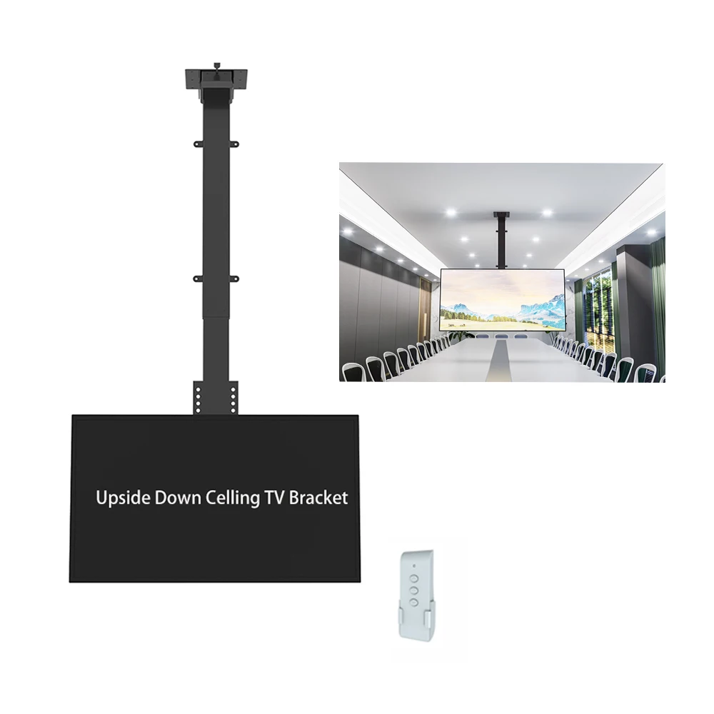 Electric Motorized Ceiling TV Mount Remote Control Drop Down TV Lift TV Ceiling Mount Bracket Motorized