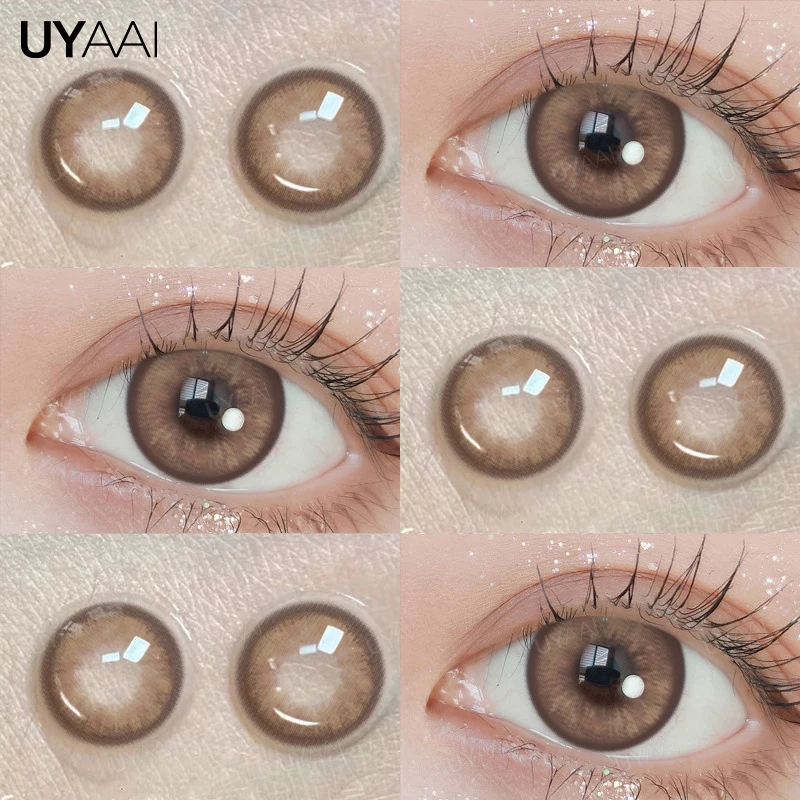 UYAAI 1 Paar natürliche farbige Augenlinsen, braune Linsen, graue Kontaktlinsen, schwarze Linse, farbige Schüler für Augen, koreanische Mode