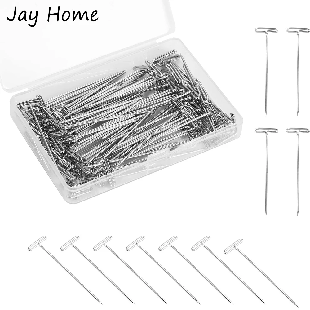 100PCS 38MM Stainless Steel T Pins Long Sewing Pins Straight Pins Dressmaker Pins for Crafts Blocking Knitting Sewing Jewelry