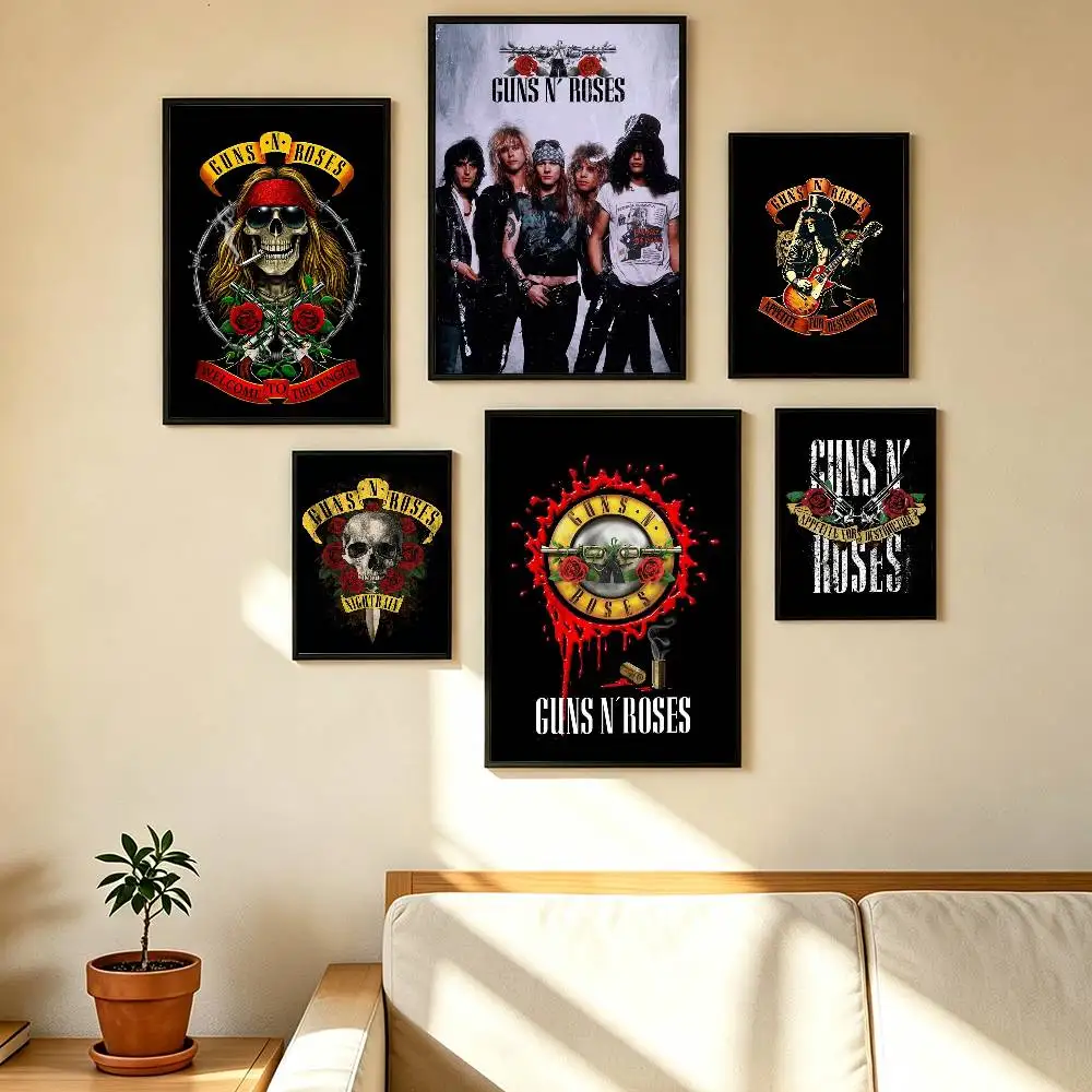 Band G-Guns N-R-Roses Poster Waterproof Wall Art Sticker For Bar Living Room Vintage Decor High Quality Print Gift