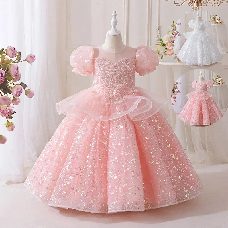 فستان عيد الميلاد الأول الراقي للأطفال، تنورة الأميرة لعيد ميلاد الفتاة الصغيرة، زي أداء البيانو المضيف لعيد الأطفال #1