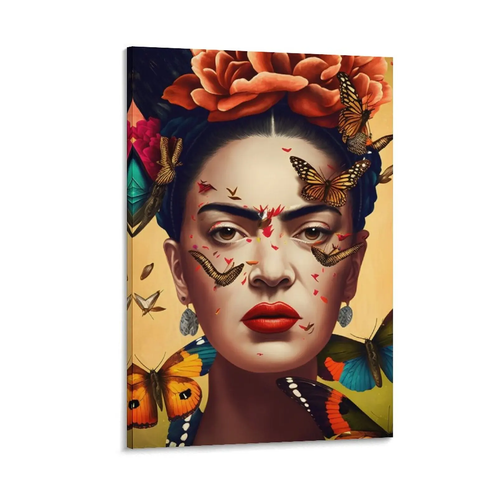 

Frida surrounded by butterflies Canvas Painting decorations for the room decoration aesthetic anime room decor