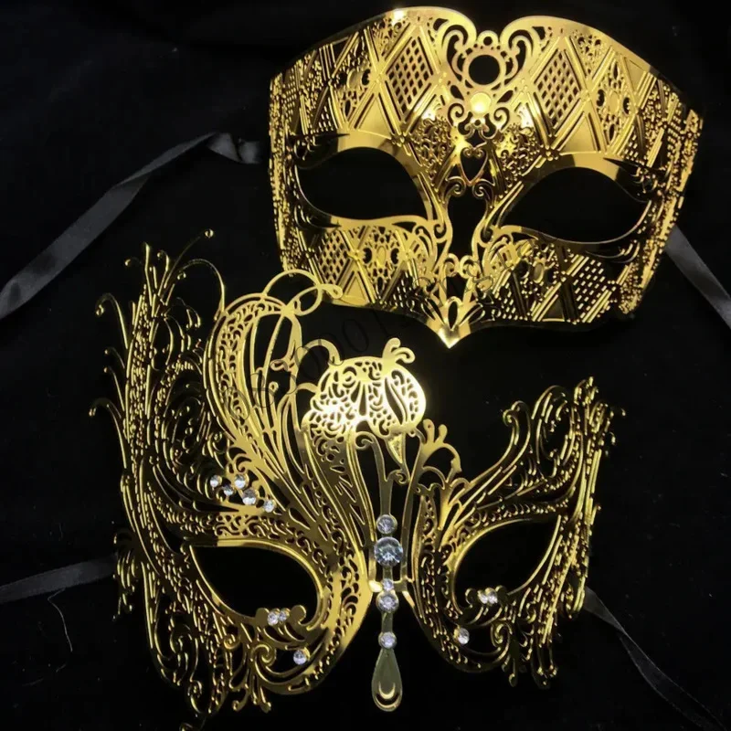 Black Silver Gold Metal Filigree Laser Cut Couple Venetian Party Mask Wedding Ball Halloween Masquerade Costume Masker S CMM221