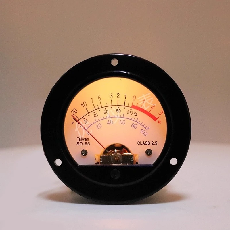 Retro Dial Meter Vu Instrument Current Meter with Yellow Backlight SD-65 Round Black Analog Meter Head