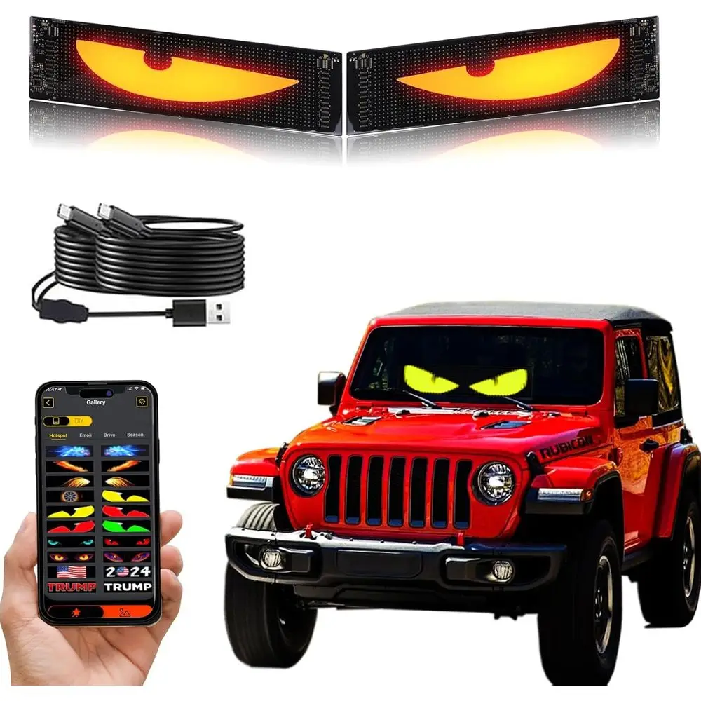 Pannelli a matrice LED Dual Pack - Luci flessibili per parabrezza per auto con controllo app e Bluetooth, animazioni fai da te e sincronizzazione musicale, 13,7x4