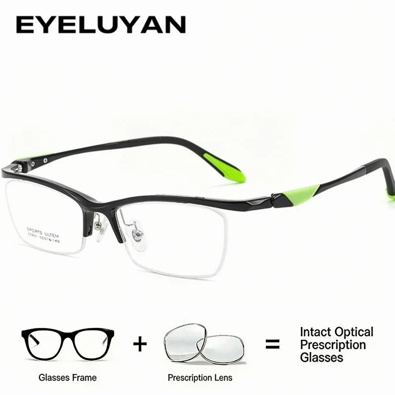 

EYELUYAN 2026 New ULTEM Sports Style Optical Semi-Rimless Eyeglasses Customize Myopia Hyperopia Progressive Prescription Glasses