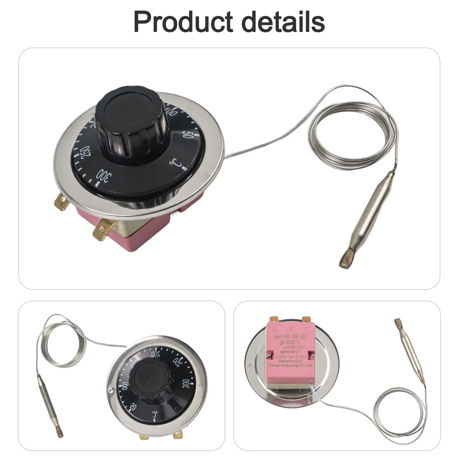 Water Heater Thermostat Switch With Capillary Sensor Temperature Control 50 To 300 Degrees Celsius For Radiator And Fryer